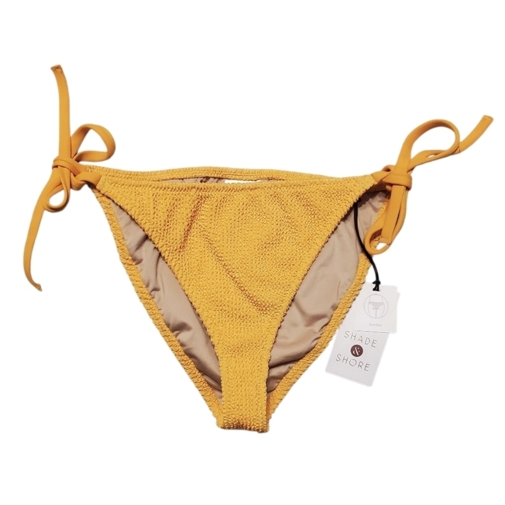NWT Shade & Shore Women's Pucker Side Ties Swim Bikini Bottom S 4-6